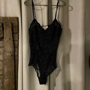 Victoria’s Secret Vintage Gold Label indigo lace lingerie bodysuit
